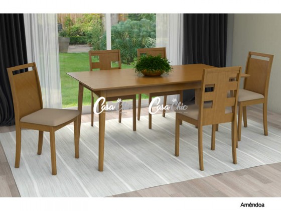 Conjunto Mesa de Jantar Seiva Diamante 616 com 06 Cadeiras 1.40 x 0.90 Retangular